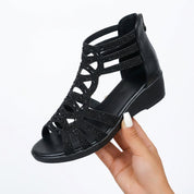 Jeanette | Elegant Cutout Wedge Sandals