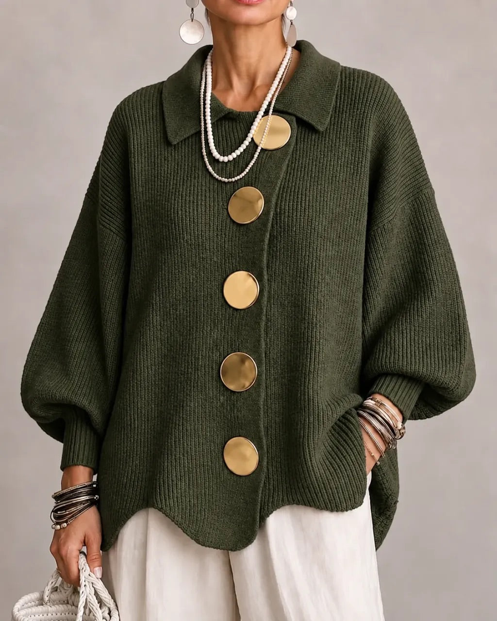 Karina | Statement Collar Knit Cardigan