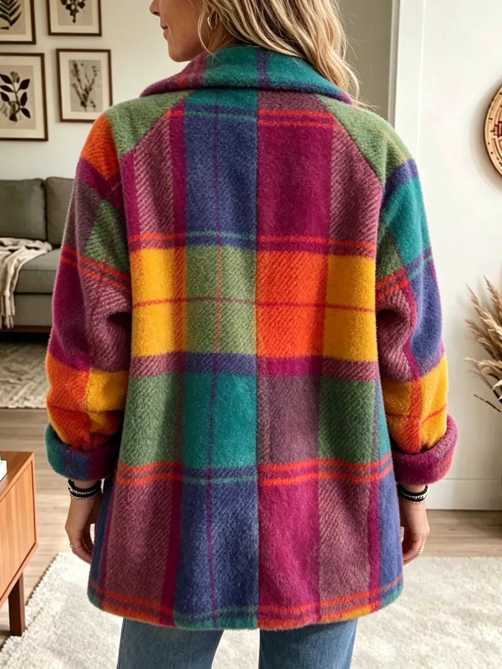 Jenneke | Checkered Mid-Season Jacket