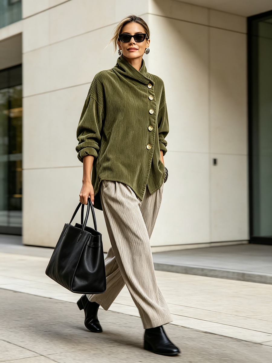 Brenda | Ribbed Button-Trim Jumper