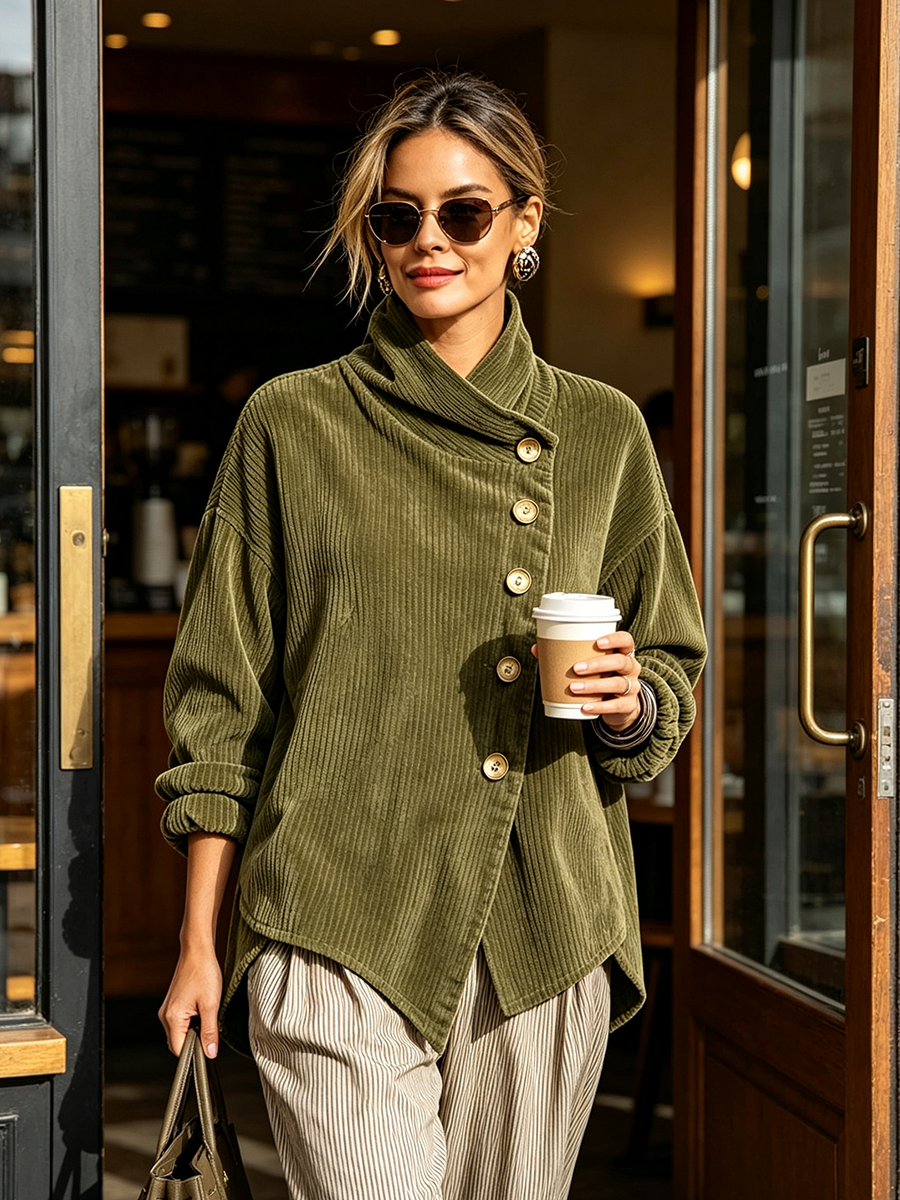 Brenda | Ribbed Button-Trim Jumper