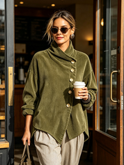 Brenda | Ribbed Button-Trim Jumper