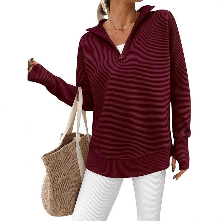 Mabel | Quarter-Zip Ribbed Knit Jumper